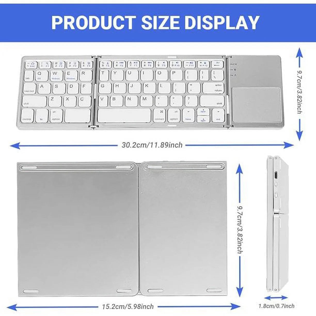 Teclado Inalámbrico Portátil Con Panel Táctil, Gris