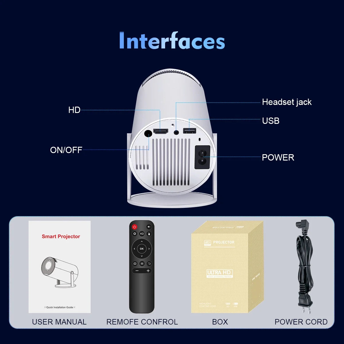 Mini HY300 Projector with Android 12 2GB RAM 16GB ROM WIFI 6, Max 4K, Bluetooth Video Projectors